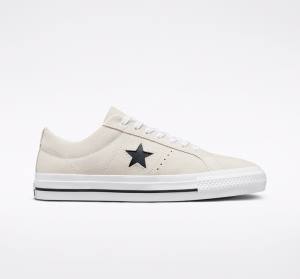 Converse CONS One Star Pro Süet Kaykay Ayakkabısı Beyaz Siyah | CV-631IVZ