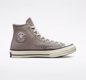 Converse Chuck 70 Crafted Deri Yüksek Taban Ayakkabı Gri Siyah | CV-142XOQ