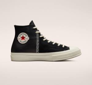 Converse Chuck 70 Crafted Deri Yüksek Taban Ayakkabı Siyah Kırmızı | CV-327XNK