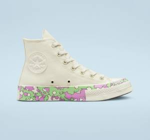 Converse Chuck 70 Crafted Florals Yüksek Taban Ayakkabı Pembe Açık Yeşil | CV-052DEN