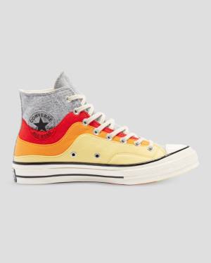 Converse Chuck 70 Nor'Easter Felted Layered Yüksek Taban Ayakkabı Gri Kırmızı Sarı | CV-615TUY