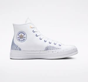 Converse Chuck 70 Stitched Yüksek Taban Ayakkabı Beyaz Indigo | CV-315CJQ