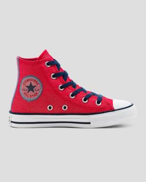 Converse Chuck Taylor All Star Denim Reverse Twill Yüksek Taban Ayakkabı Kırmızı | CV-684DPY