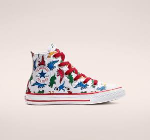 Converse Chuck Taylor All Star Dinoverse Yüksek Taban Ayakkabı Beyaz Kırmızı Mavi | CV-306UNJ