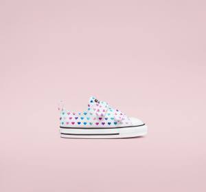 Converse Chuck Taylor All Star Easy-On Foil Hearts Düz Taban Ayakkabı Beyaz Siyah Pembe | CV-035DPZ