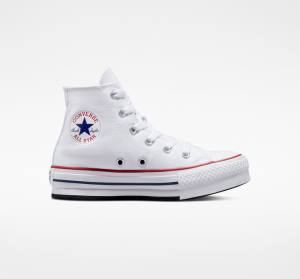 Converse Chuck Taylor All Star Lift Platform Yüksek Taban Ayakkabı Beyaz Koyu Kırmızı Lacivert | CV-104OEV