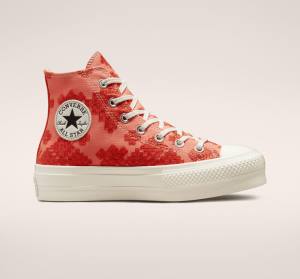 Converse Chuck Taylor All Star Lift Platform Tonal Embroidery Yüksek Taban Ayakkabı Turuncu | CV-572BHL