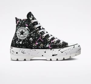 Converse Chuck Taylor All Star Lugged Paint Splatter Yüksek Taban Ayakkabı Siyah Gri Pembe | CV-491VNS