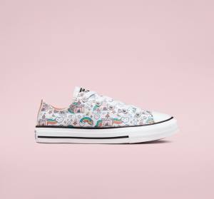 Converse Chuck Taylor All Star Rainbow Castles Düz Taban Ayakkabı Beyaz Pembe Turkuaz | CV-958EKR