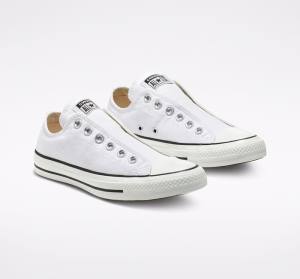 Converse Chuck Taylor All Star Slip Düz Taban Ayakkabı Beyaz Siyah Beyaz | CV-547IDB