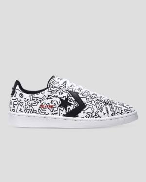 Converse Keith Haring Pro Deri Düz Taban Ayakkabı Beyaz Siyah Kırmızı | CV-059KQH