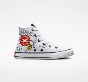 Converse Peanuts Chuck Taylor All Star Yüksek Taban Ayakkabı Beyaz Siyah Kırmızı | CV-591HMT