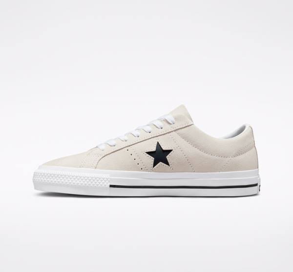 Converse CONS One Star Pro Süet Kaykay Ayakkabısı Beyaz Siyah | CV-256GIV