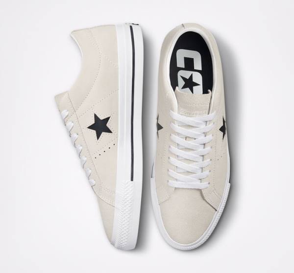 Converse CONS One Star Pro Süet Kaykay Ayakkabısı Beyaz Siyah | CV-256GIV