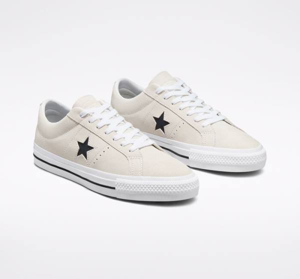 Converse CONS One Star Pro Süet Kaykay Ayakkabısı Beyaz Siyah | CV-256GIV