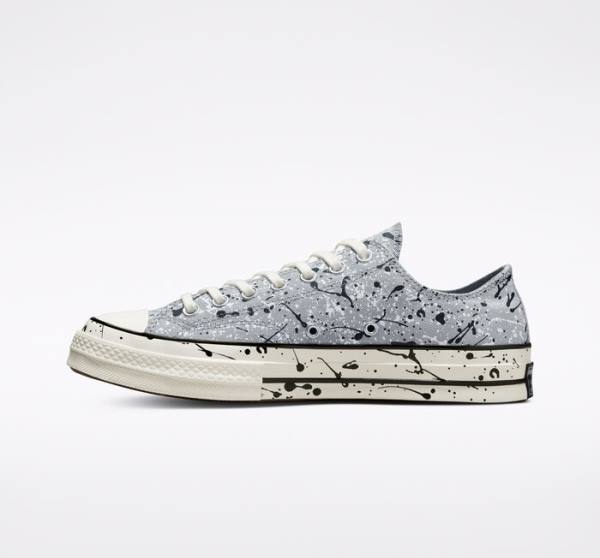 Converse Chuck 70 Archive Paint Splatter Düz Taban Ayakkabı Gri Siyah Beyaz | CV-253SVW