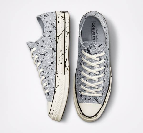 Converse Chuck 70 Archive Paint Splatter Düz Taban Ayakkabı Gri Siyah Beyaz | CV-253SVW