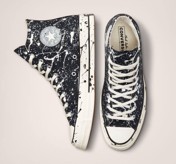 Converse Chuck 70 Archive Paint Splatter Yüksek Taban Ayakkabı Siyah Gri | CV-613TCX