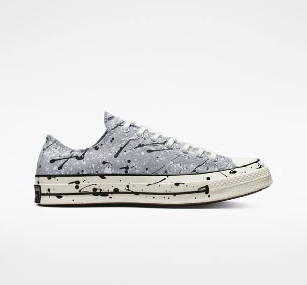 Converse Chuck 70 Archive Paint Splatter Düz Taban Ayakkabı Gri Siyah Beyaz | CV-812XJT