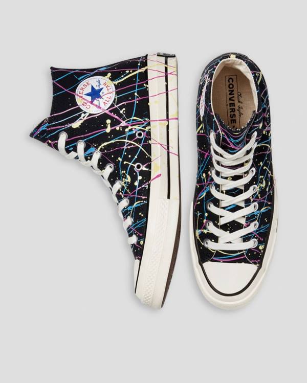 Converse Chuck 70 Archive Print Paint Splatter Yüksek Taban Ayakkabı Siyah | CV-021IDW