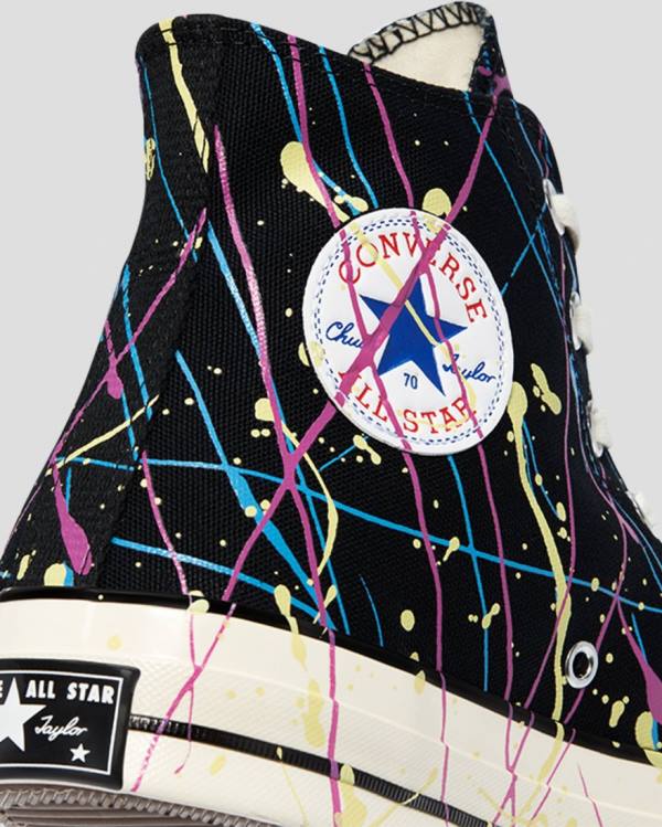 Converse Chuck 70 Archive Print Paint Splatter Yüksek Taban Ayakkabı Siyah | CV-021IDW