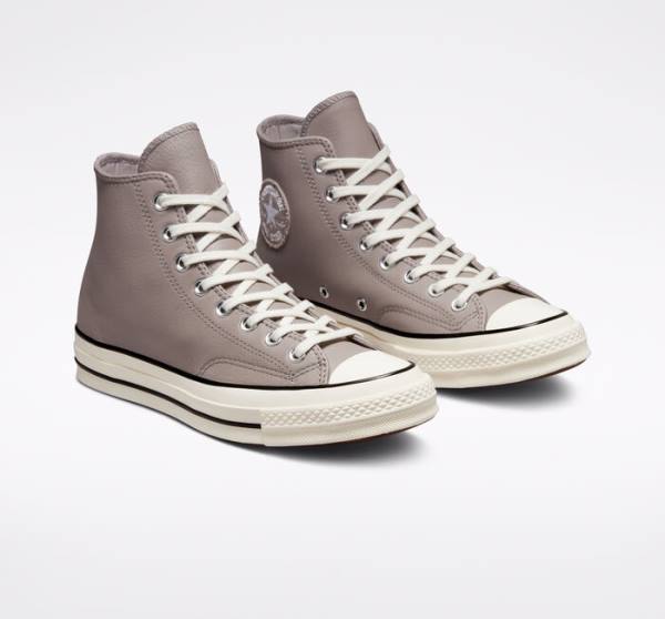 Converse Chuck 70 Crafted Deri Yüksek Taban Ayakkabı Gri Siyah | CV-142XOQ