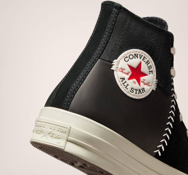 Converse Chuck 70 Crafted Deri Yüksek Taban Ayakkabı Siyah Kırmızı | CV-620NIY