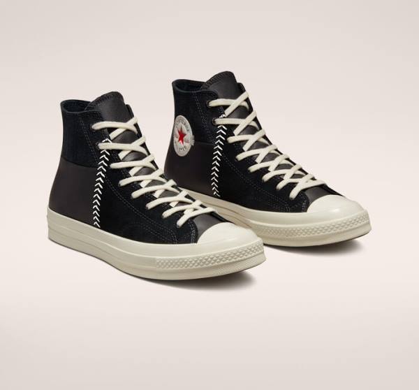 Converse Chuck 70 Crafted Deri Yüksek Taban Ayakkabı Siyah Kırmızı | CV-620NIY