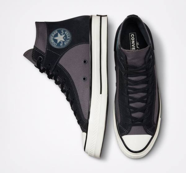 Converse Chuck 70 Crafted Kanvas Yüksek Taban Ayakkabı Siyah Beyaz | CV-156KNV