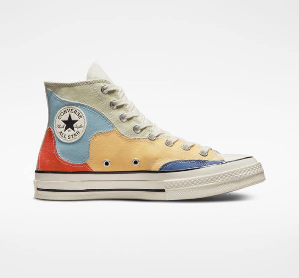 Converse Chuck 70 Crafted Patchwork Yüksek Taban Ayakkabı Zeytin Yeşili Mavi | CV-098IZF