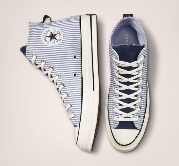 Converse Chuck 70 Crafted Stripe Yüksek Taban Ayakkabı Indigo Siyah | CV-074YXC