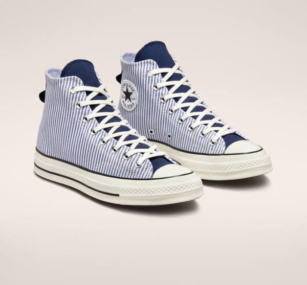 Converse Chuck 70 Crafted Stripe Yüksek Taban Ayakkabı Indigo Siyah | CV-074YXC