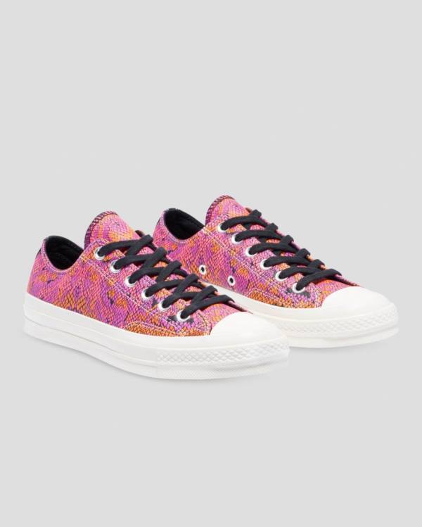 Converse Chuck 70 Deri Printed Düz Taban Ayakkabı Pembe Turuncu | CV-089YLW