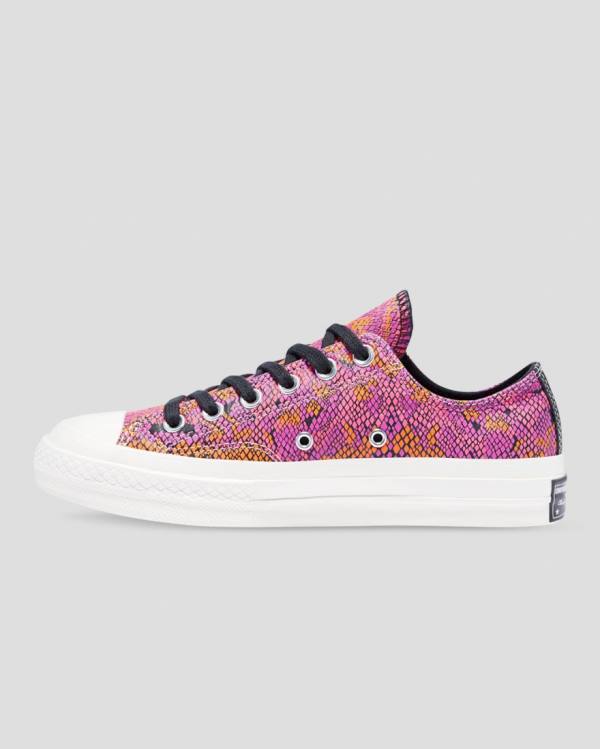 Converse Chuck 70 Deri Printed Düz Taban Ayakkabı Pembe Turuncu | CV-089YLW