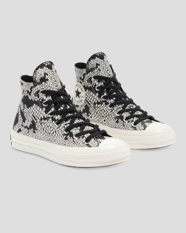 Converse Chuck 70 Deri Snake Print Yüksek Taban Ayakkabı Bej Rengi Siyah | CV-798XFA