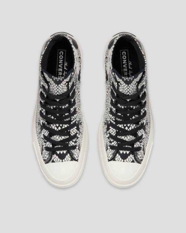 Converse Chuck 70 Deri Snake Print Yüksek Taban Ayakkabı Bej Rengi Siyah | CV-798XFA