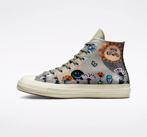 Converse Chuck 70 Floral Yüksek Taban Ayakkabı Zeytin Yeşili Renkli | CV-081RWD