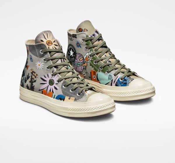 Converse Chuck 70 Floral Yüksek Taban Ayakkabı Zeytin Yeşili Renkli | CV-081RWD