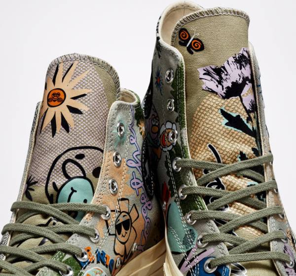 Converse Chuck 70 Floral Yüksek Taban Ayakkabı Zeytin Yeşili Renkli | CV-081RWD