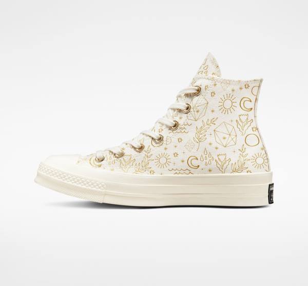 Converse Chuck 70 Golden Elements Yüksek Taban Ayakkabı Açık Altın Siyah | CV-074TCD