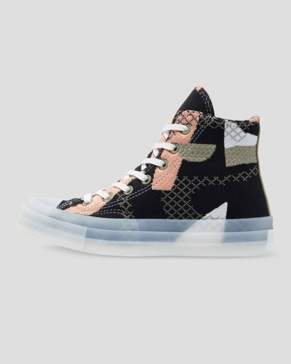 Converse Chuck 70 Knit Print Yüksek Taban Ayakkabı Siyah Turuncu | CV-264MRY