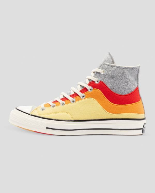 Converse Chuck 70 Nor'Easter Felted Layered Yüksek Taban Ayakkabı Gri Kırmızı Sarı | CV-941OGZ