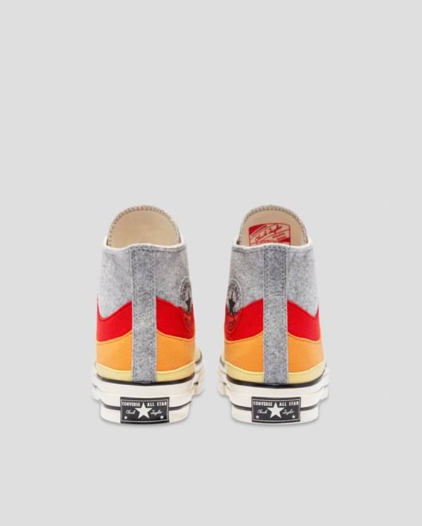 Converse Chuck 70 Nor'Easter Felted Layered Yüksek Taban Ayakkabı Gri Kırmızı Sarı | CV-941OGZ