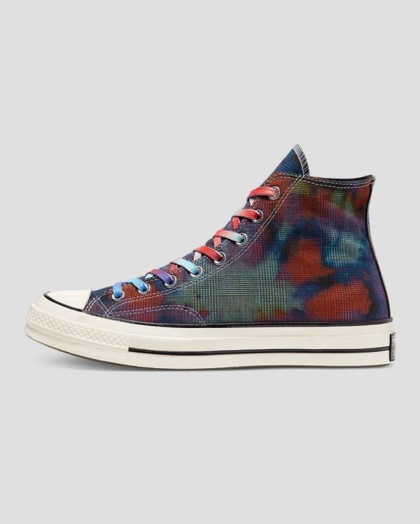 Converse Chuck 70 Plaid Tie Dye Yüksek Taban Ayakkabı Siyah | CV-149OXB