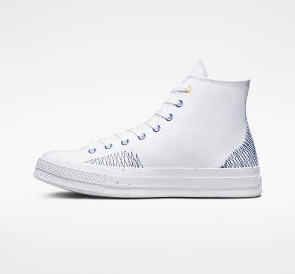 Converse Chuck 70 Stitched Yüksek Taban Ayakkabı Beyaz Indigo | CV-317RAQ