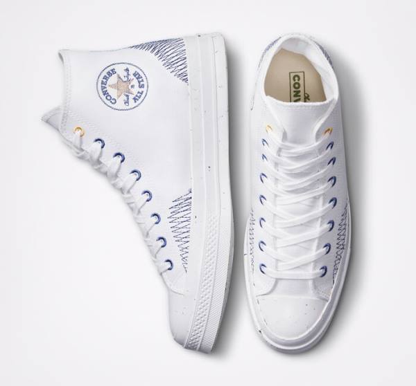 Converse Chuck 70 Stitched Yüksek Taban Ayakkabı Beyaz Indigo | CV-317RAQ