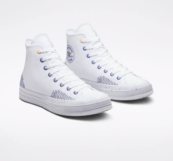 Converse Chuck 70 Stitched Yüksek Taban Ayakkabı Beyaz Indigo | CV-317RAQ