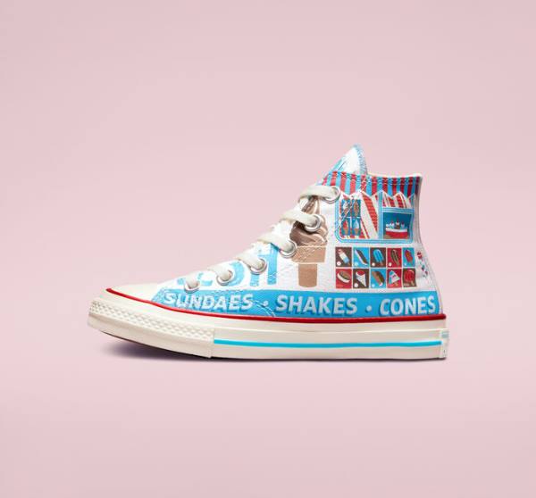 Converse Chuck 70 Sweet Scoops Yüksek Taban Ayakkabı Beyaz Mavi Kırmızı | CV-498HVP