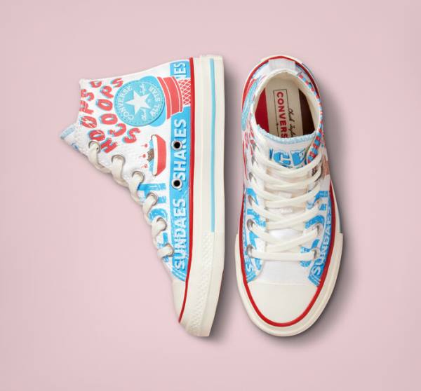 Converse Chuck 70 Sweet Scoops Yüksek Taban Ayakkabı Beyaz Mavi Kırmızı | CV-498HVP