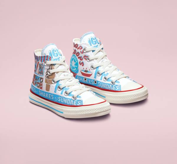 Converse Chuck 70 Sweet Scoops Yüksek Taban Ayakkabı Beyaz Mavi Kırmızı | CV-498HVP